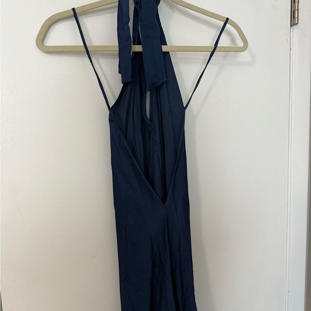 Elegant Backless Navy Dress